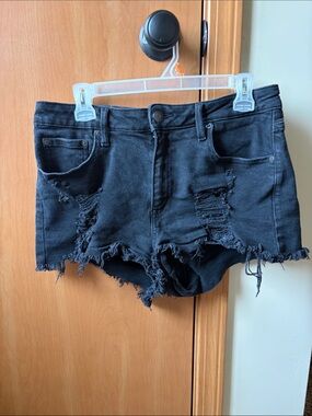 Aeropostale Black Distressed Denim Cutoff Shorts